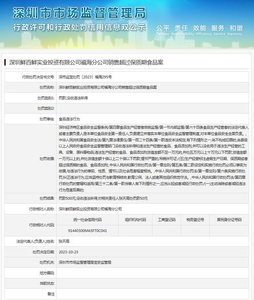 深圳鮮百鮮實業投資福海分公司因銷售過期食品被查，企業投資實業的食品安全防線如何筑牢？
